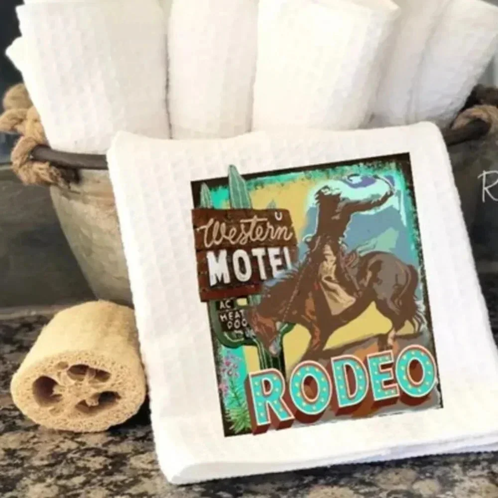 pair of Kitchen Towel Western Motel Rodeo